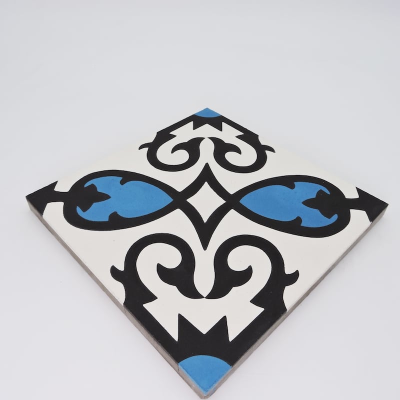 Handmade Agadir in Blue and Black Tile, Pack of 12 (Morocco)