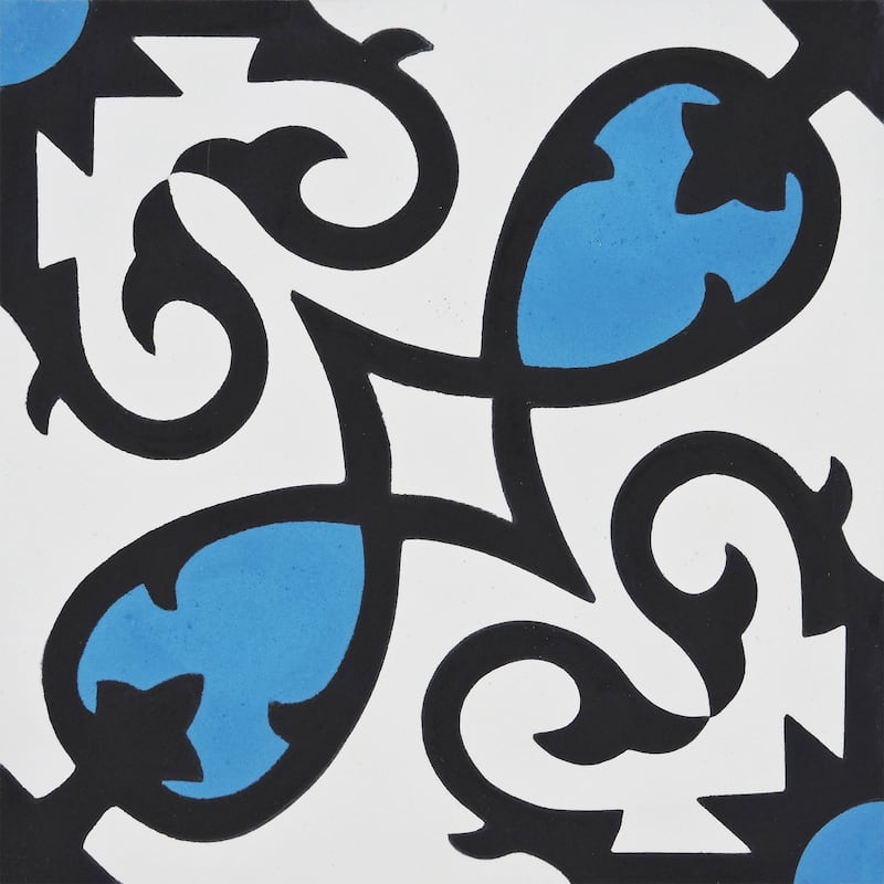 Handmade Agadir in Blue and Black Tile, Pack of 12 (Morocco)