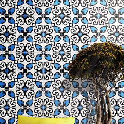 Handmade Agadir in Blue and Black Tile, Pack of 12 (Morocco)