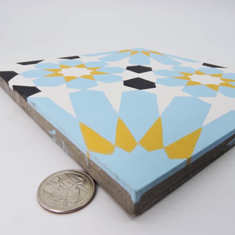 Handmade Agdal in Blue, Yellow, Black Tile, Pack of 12 (Morocco)