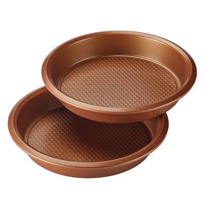 Ayesha Bakeware 8-Inch Round Cake Pan Set, 2-Piece, Copper