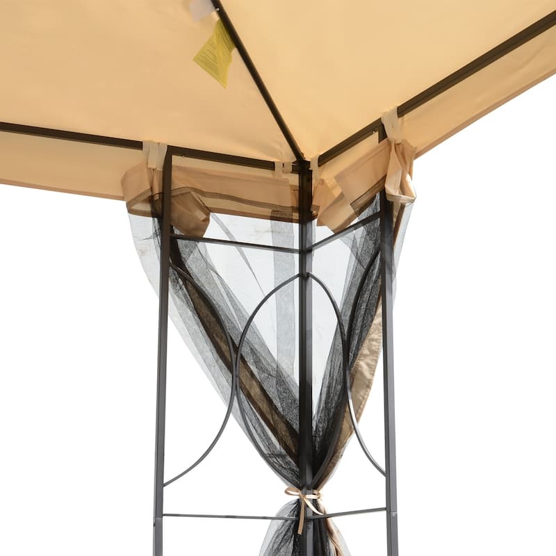Outsunny 10' x 10' Steel Fabric Square Outdoor Gazebo Pop-up with Mosquito Netting