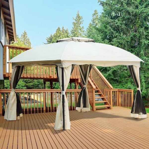 Shop Outsunny 10 X 12 Two Tiered Soft Top Patio Gazebo With