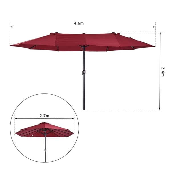 Shop Outsunny 15 Steel Rectangular Outdoor Double Sided Market Patio Umbrella Overstock 28253518