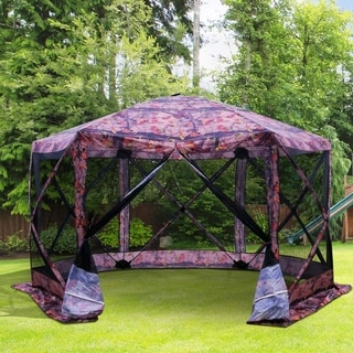 Outsunny 11.5 x 11.5 6 Sided Hexagonal Pop Up Portable Gazebo Canopy Tent with Mesh Netting Sidewalls
