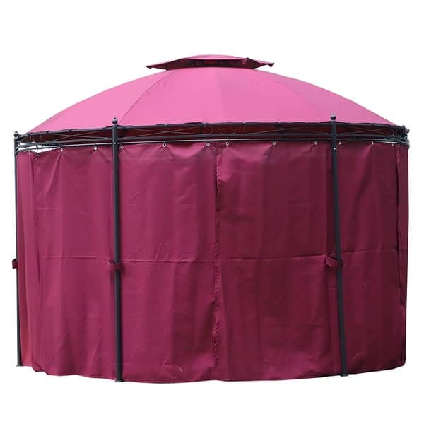 Green AVAWING Outdoor Gazebo//11.5ft Steel Fabric Round Soft Top Gazebo,Outdoor Patio Dome Gazebo with Removable Curtains