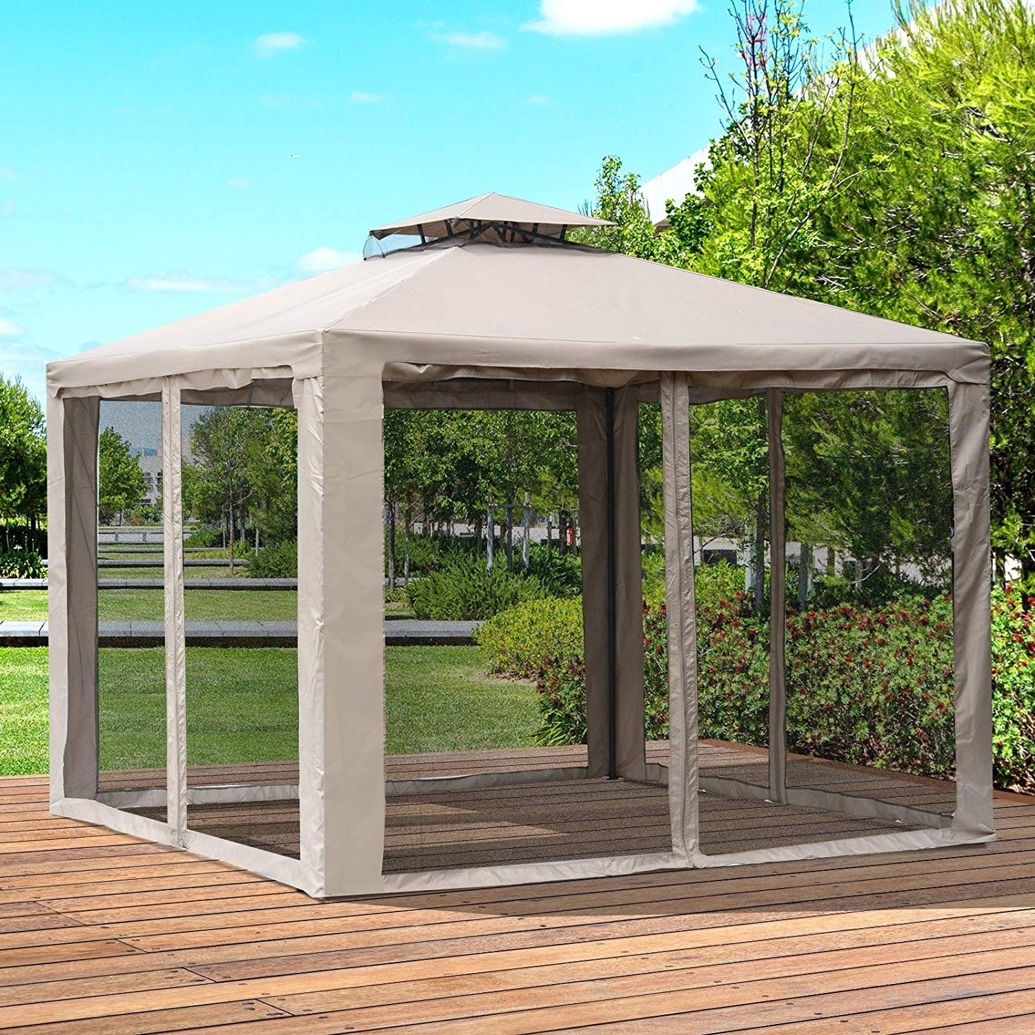 Outsunny 10 X Steel Fabric Outdoor Patio Gazebo Pavilion Outsunny 10 X Steel Fabric