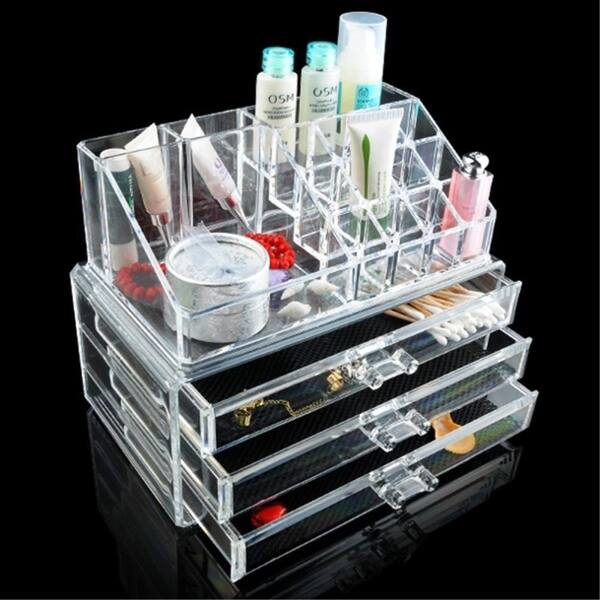 Soho Grey Three Drawer Makeup Storage Beauty Case