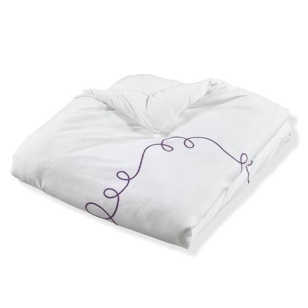 Shop Embroidered Duvet Set Hotel Loop Purple White Machine