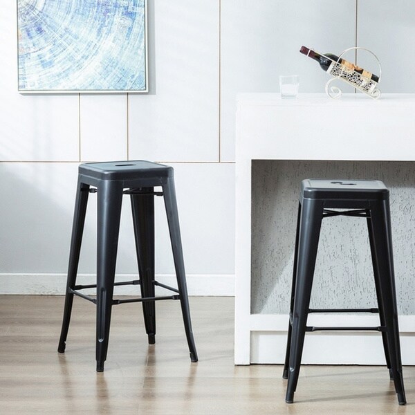 Carbon Loft Raven Stackable Metal Bar Stools Set of 2 Bed Bath