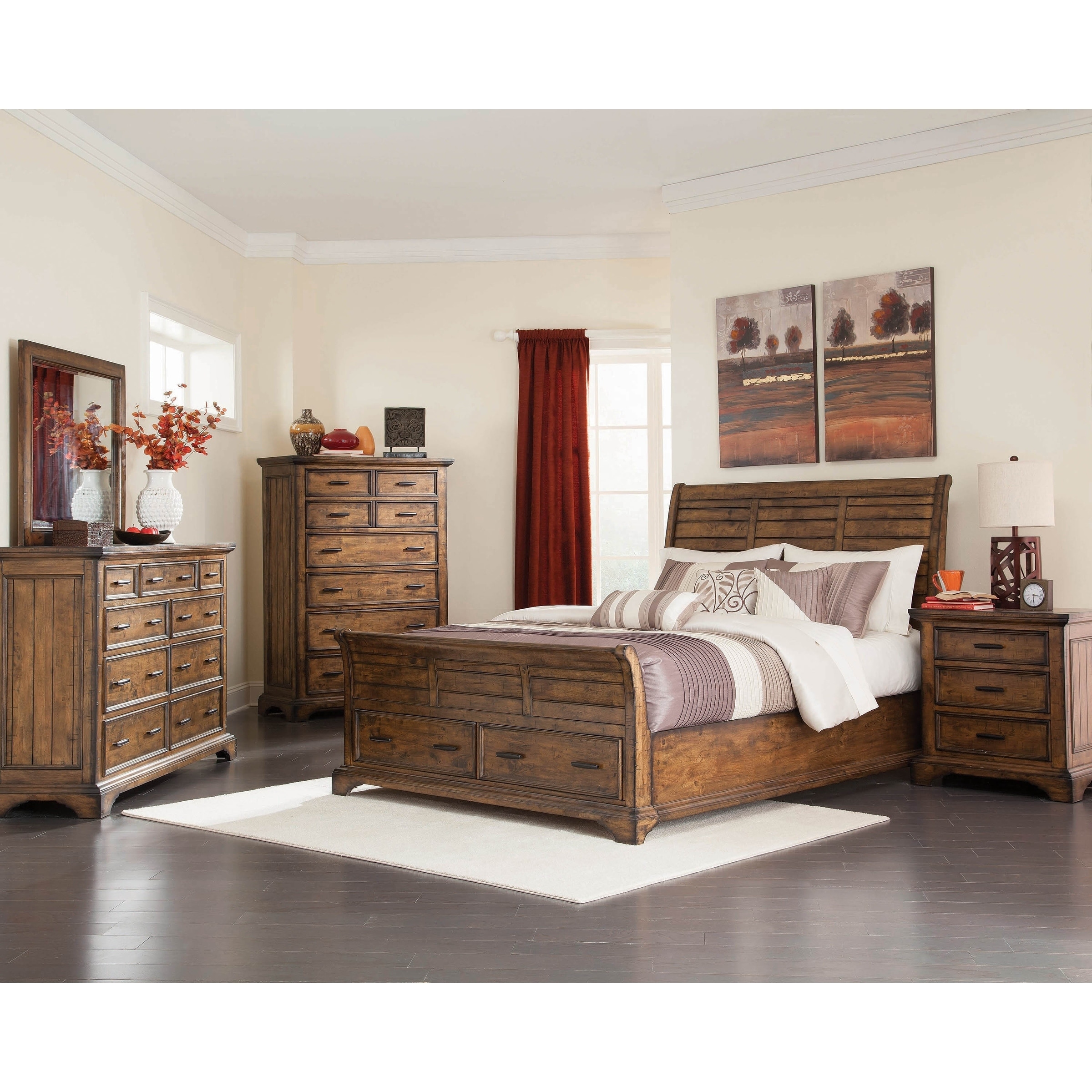 Clydesdale Vintage Bourbon 6 Piece Storage Bedroom Set Clydesdale Vintage Bourbon 6 Piece