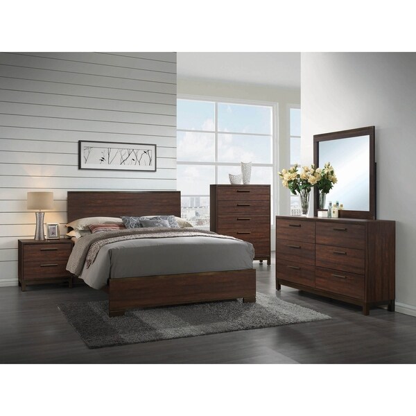 Tempest Rustic Tobacco 4-piece Panel Bedroom Set with 2 Nightstands