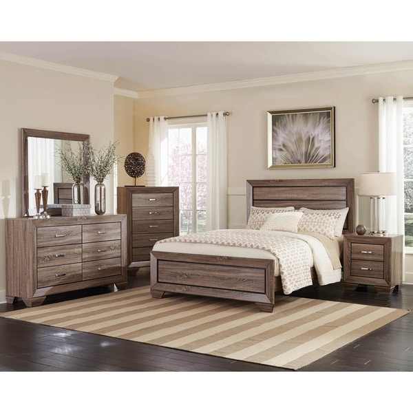 Oatfield Washed Taupe 3-piece Panel Bedroom Set with Chest