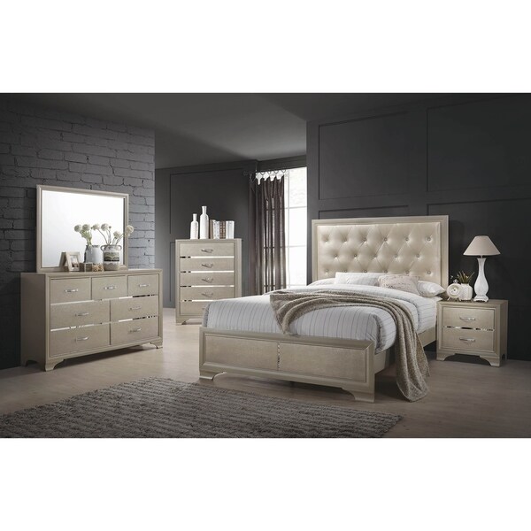 Pola Champagne 6-piece Panel Bedroom Set