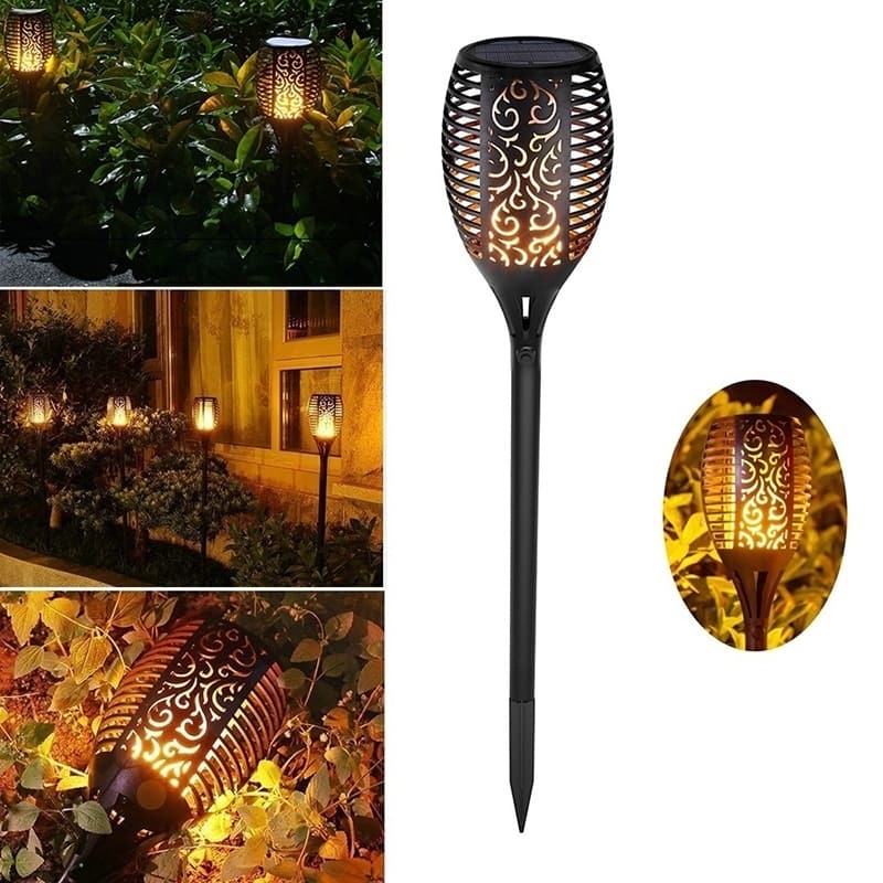 2Pc 33LED Solar Light Dancing Flame Light Waterproof Outdoor Decor Solar Garden Light Decoration Lighting Patio Deck Garden Yard