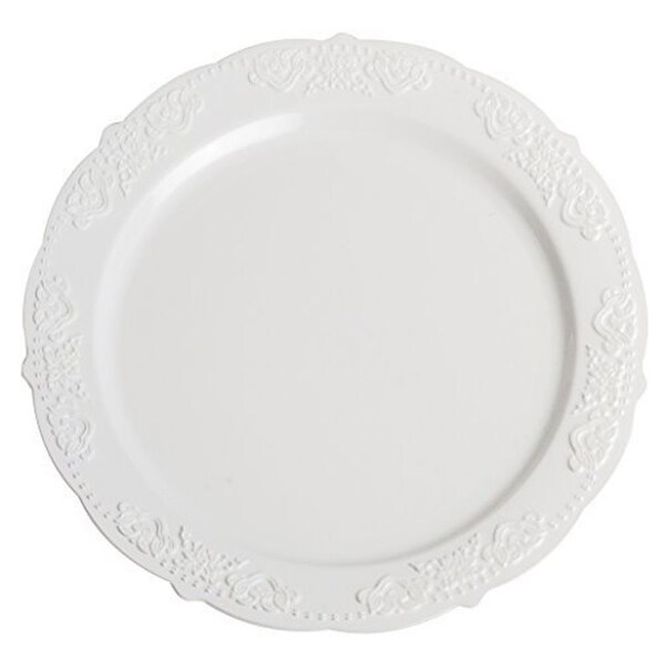 Party Joy 200-Piece Plastic Dinnerware Plates Set Parties, Camping & More, White
