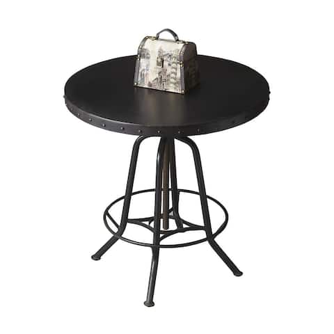 Offex Transitional Round Iron Hall/Pub Table in Metalwork Finish, 29"Diam.x26-3/4"x43"H - Black