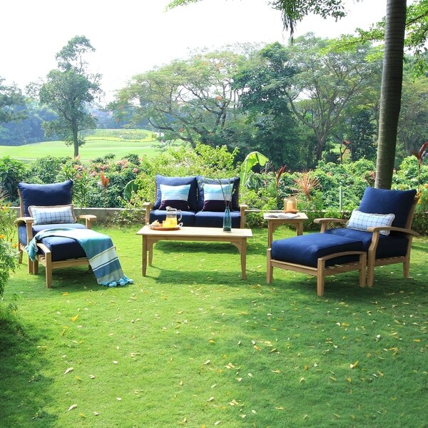 Havenside Home Leon 7-piece Teak Patio Conversation Set