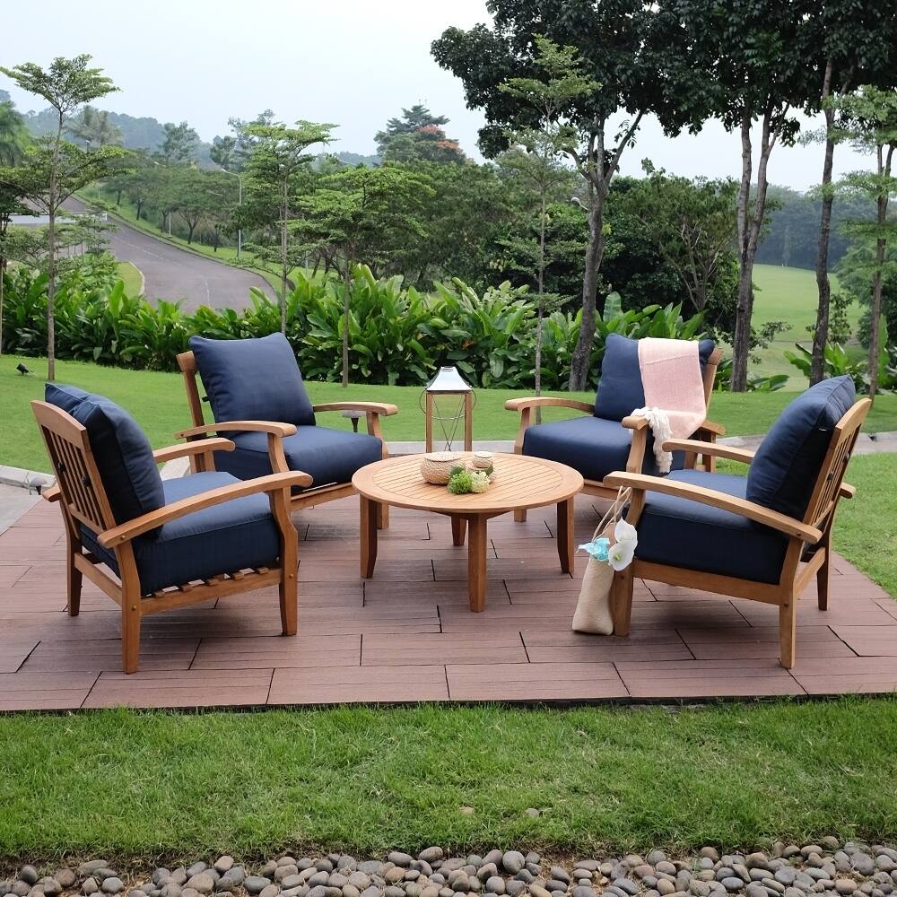 Leon 5-piece Teak Patio Conversation Set by Havenside Home