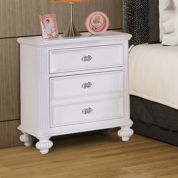 Shop Transitional Wooden Three Drawers Nightstand With Round Glass