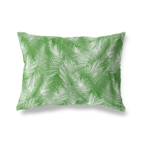 PALM CHEER GREEN ON WHITE Lumbar Pillow By Kavka Designs