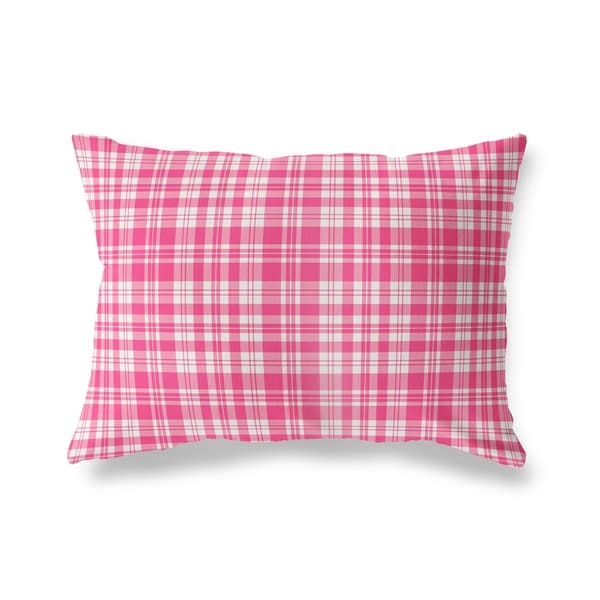 PLAYFUL PLAID PINK Lumbar Pillow By Kavka Designs