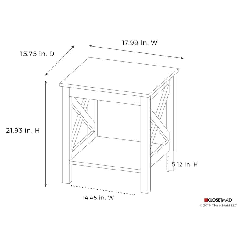 The Gray Barn Xanadu Hill X-frame Two-tier End Table with Shelf