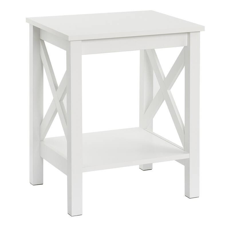 The Gray Barn Xanadu Hill X-frame Two-tier End Table with Shelf