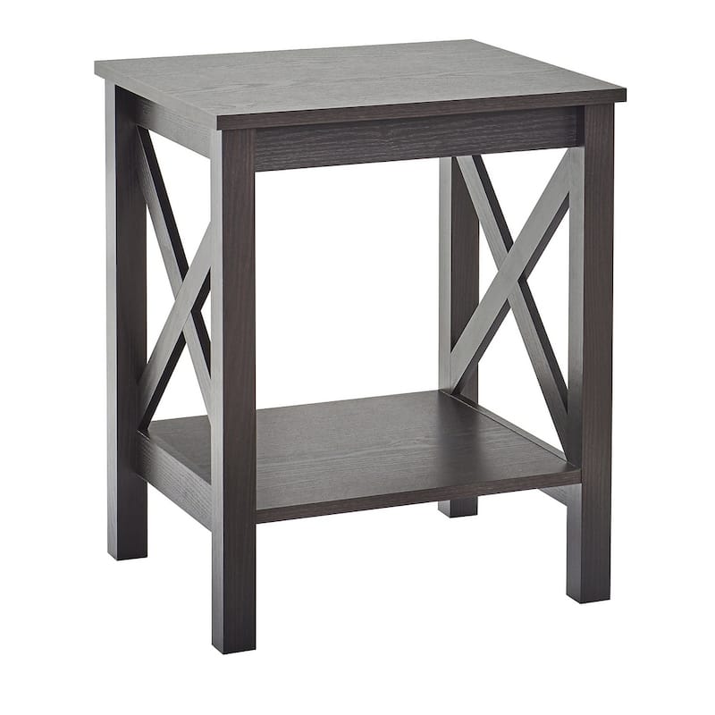 The Gray Barn Xanadu Hill X-frame Two-tier End Table with Shelf - Black Walnut