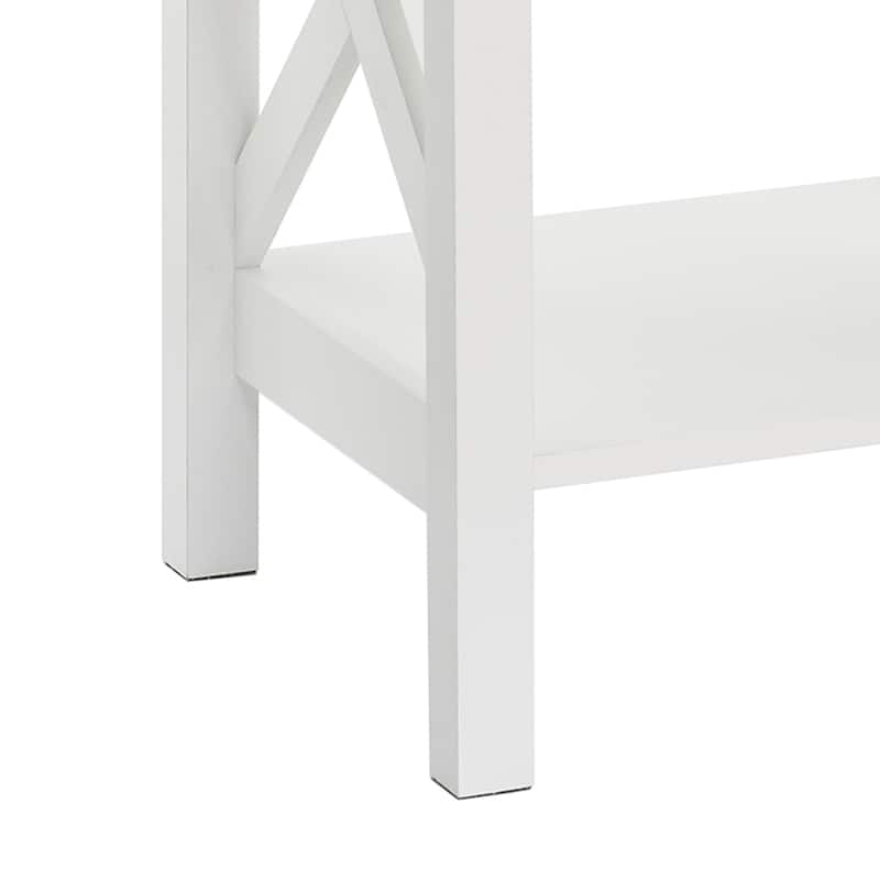 The Gray Barn Xanadu Hill X-frame Two-tier End Table with Shelf