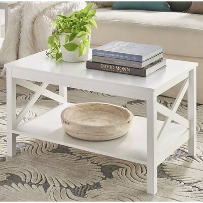 The Gray Barn Xanadu Hill X-frame Two-tier Coffee Table with Shelf