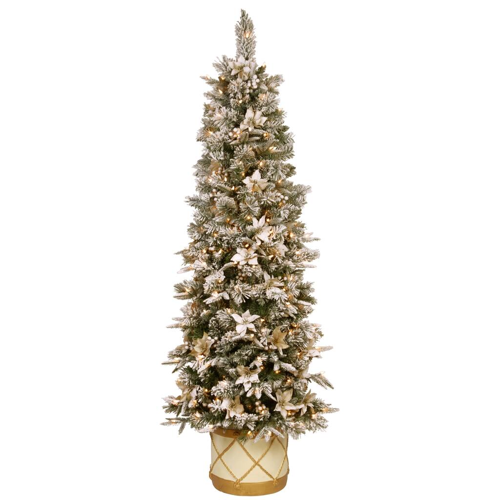 National Tree Company 6 ft. Frosted Colonial Slim Half Tree with 200 Clear Lights - 6 ft