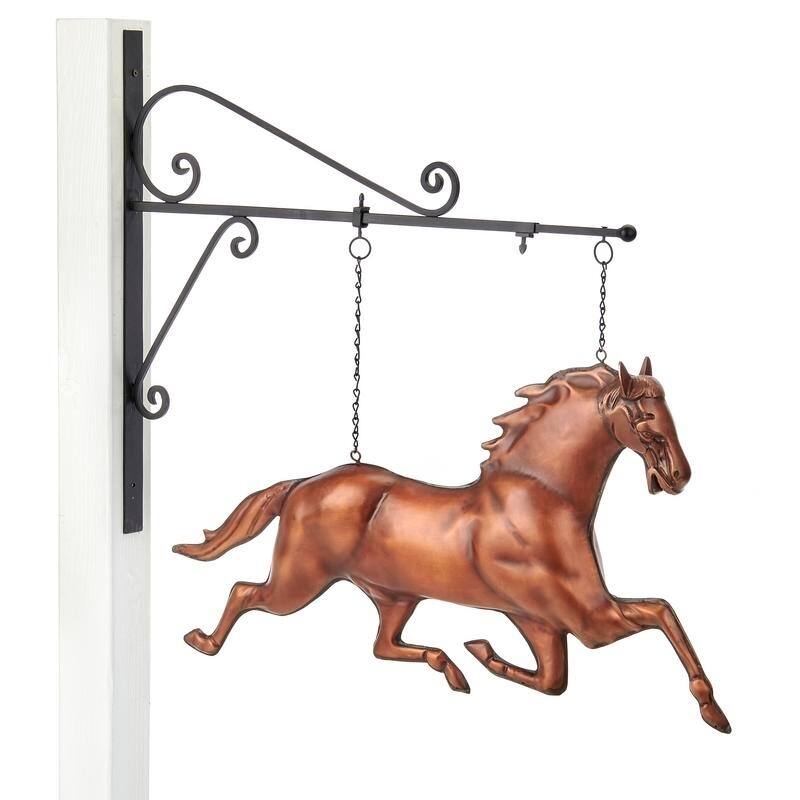 Horse Hanging Wall Sculpture - Pure Copper Hand Finished Bronze Patina by Good Directions
