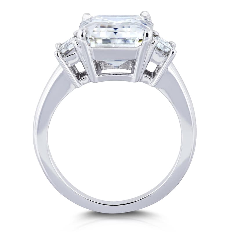 Annello by Kobelli 14k White Gold 5 1/2 Carat TW 3-Stone Emerald Moissanite Forever One (C&C) Engagement Ring