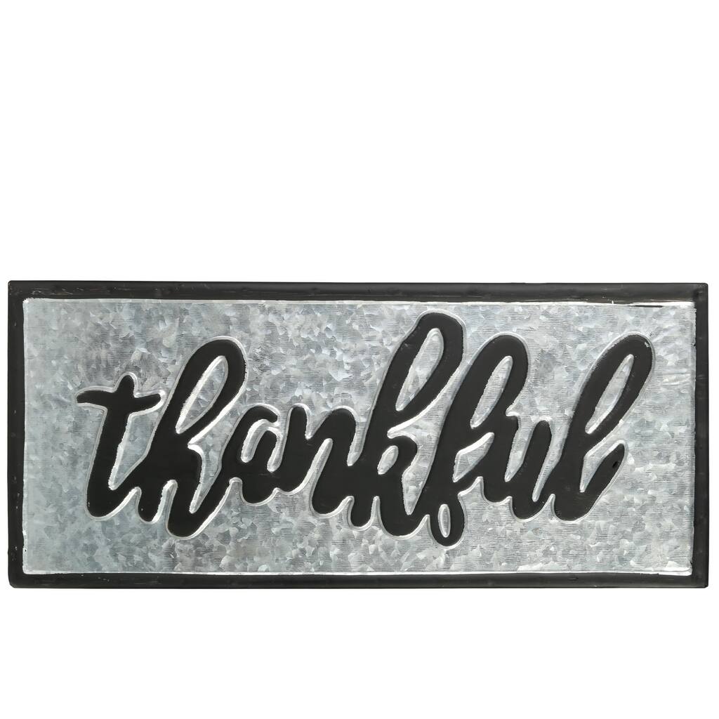 UTC40875: Metal Rectangle Wall Art Galvanized Finish Gray - Grey