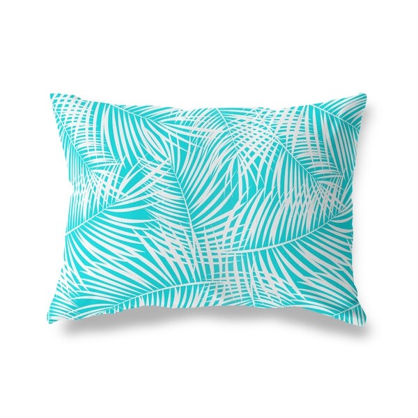 PALM PLAY TEAL WHITE Lumbar Pillow By Kavka Designs