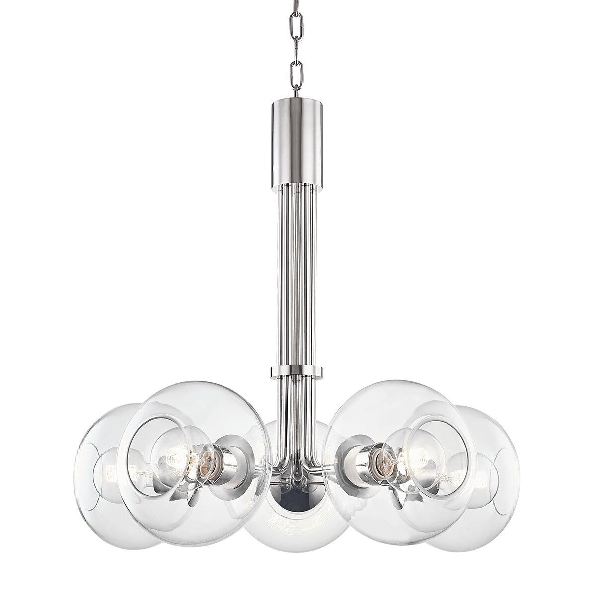 Mitzi by Hudson Valley Margot 5-light Polished Nickel Chandelier, Clear Glass - Chandeliers For Bedrooms by Overstock.com
