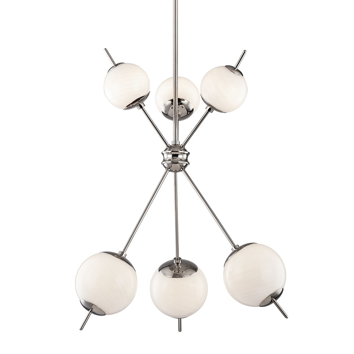 Mitzi by Hudson Valley Remi 6-light Polished Nickel Chandelier, Shiny Opal White with Spot Mold Swirl Optic Glass - Chandeliers For Bedrooms by Overstock.com