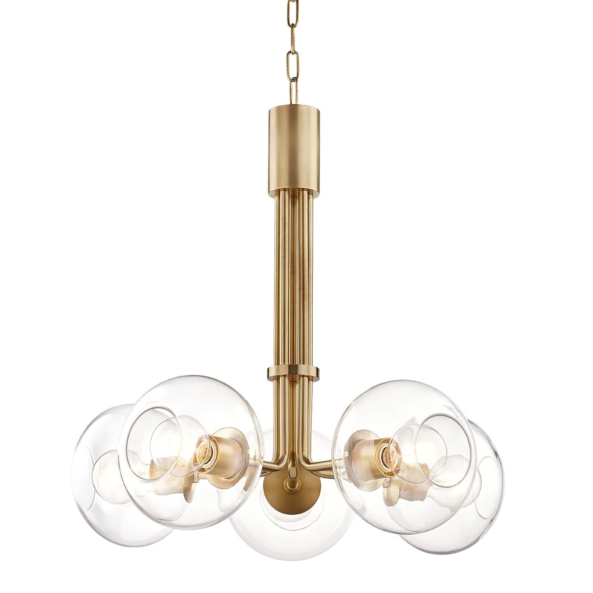 Mitzi by Hudson Valley Margot 5-light Aged Brass Chandelier, Clear Glass - Chandeliers For Bedrooms by Overstock.com