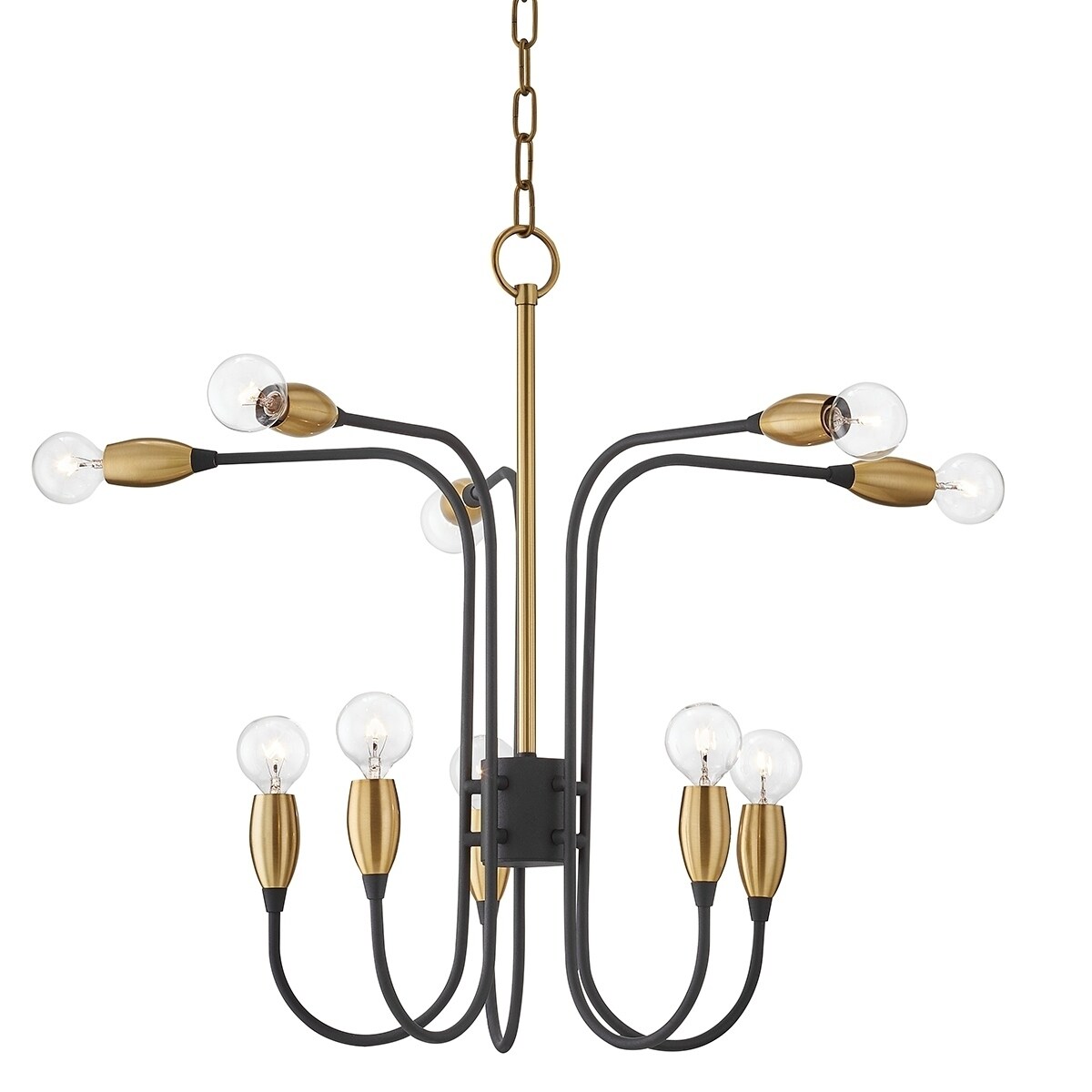 Mitzi by Hudson Valley Dakota 10-light Aged Brass and Black Chandelier - Chandeliers For Bedrooms by Overstock.com