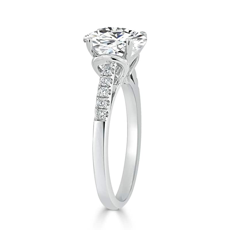 Moissanite by Auriya 14k Gold 2ct Oval-cut and 1/6ctw Diamond Engagement Ring
