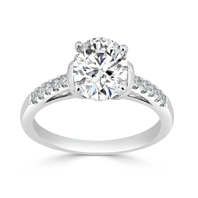 Moissanite by Auriya 14k Gold 2ct Oval-cut and 1/6ctw Diamond Engagement Ring