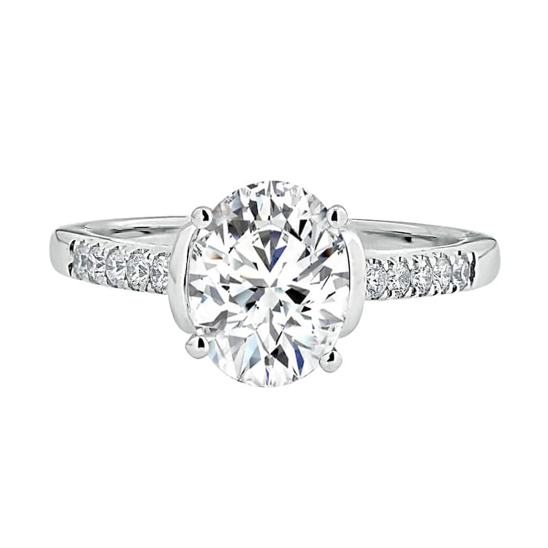 Moissanite by Auriya 14k Gold 2ct Oval-cut and 1/6ctw Diamond Engagement Ring