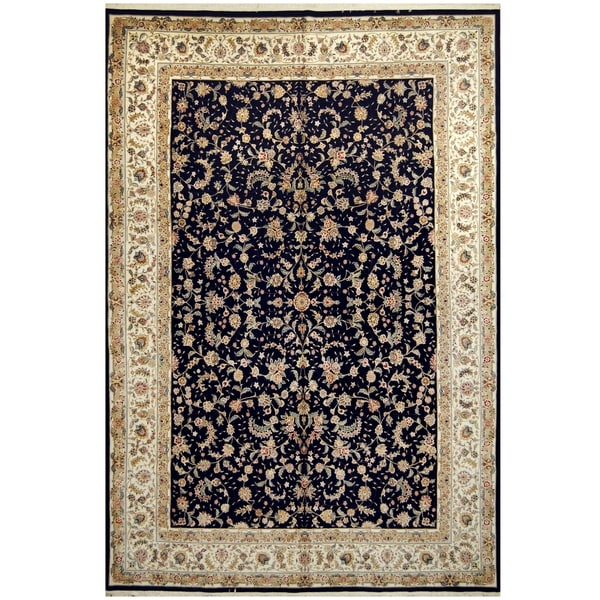 Handmade One-of-a-Kind Kashan Wool and Silk Rug (India) - 10' x 14'