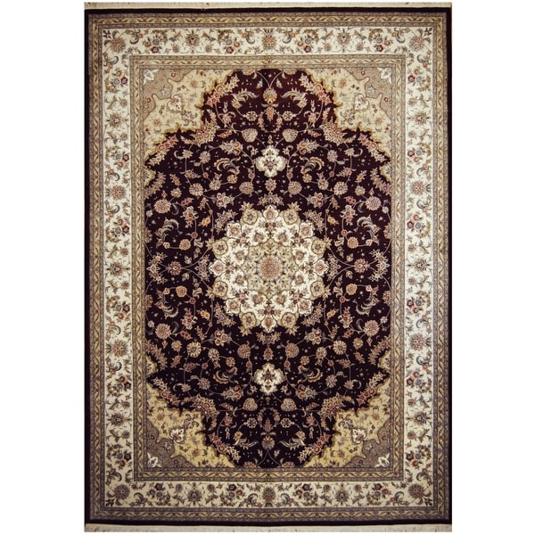 Handmade One-of-a-Kind Kashan Wool and Silk Rug (India) - 10' x 14'