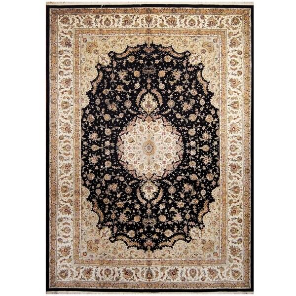 Handmade One-of-a-Kind Kashan Wool and Silk Rug (India) - 10' x 14'