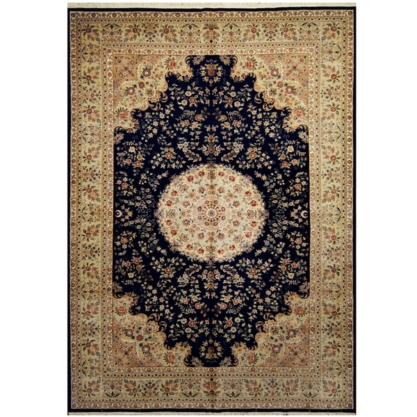 Handmade One-of-a-Kind Kashan Wool and Silk Rug (India) - 10' x 14'