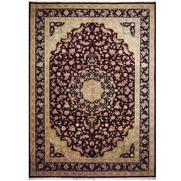 Handmade One-of-a-Kind Kashan Wool and Silk Rug (India) - 10' x 14'