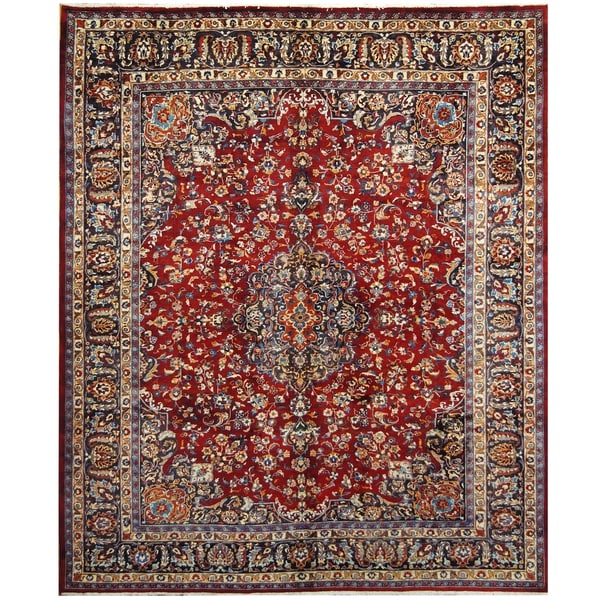 Handmade One-of-a-Kind Mashad Wool Rug (Iran) - 10'1 x 12'4