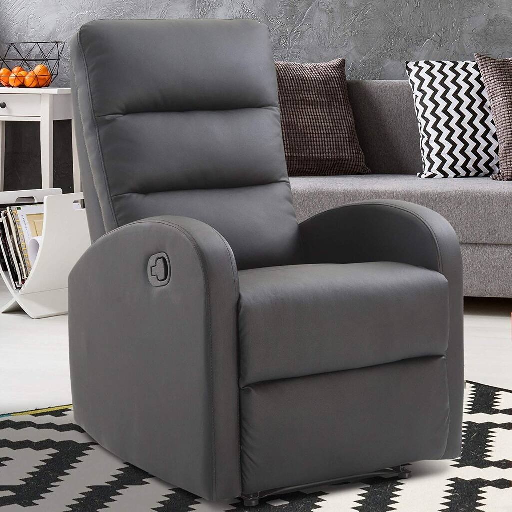 HomCom PU Leather Modern Manual Recliner Chair with Footrest